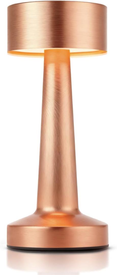 Portable LED Table Lamp, 3-Levels Brightness Metal Desk Lamp,3 Color Touch Control Rechargeable Lamp, Ideal Bedside lamp for Nightstand,Bedroom, Living RoomRose Gold