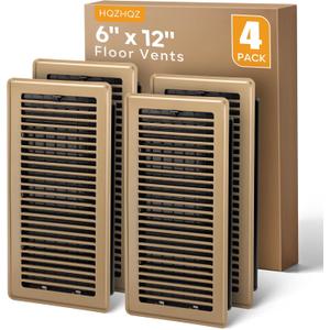 6x12 Floor Register, Floor Vent Covers for Home Floor Heavy Duty Steel Walkable Floor Vents Air Vent Covers for Sidewall and Floor, Floor Registers Brown 4 Pack