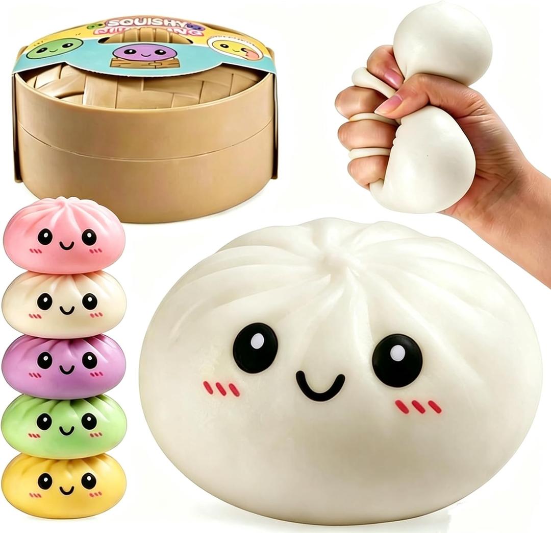Mystery Dumpling Squeeze Toys Stress Balls Sensory Toy Soft Squeeze Decompression Dough for Adults (White)