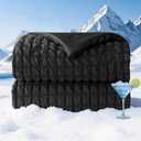 Seersucker Cooling Comforter King Size, Q-Max 0.45 Reversible Cooling Blanket for Hot Sleepers, Breathable Lightweight Silk Smooth Summer Bedding, Quilted Ice Blanket, Black