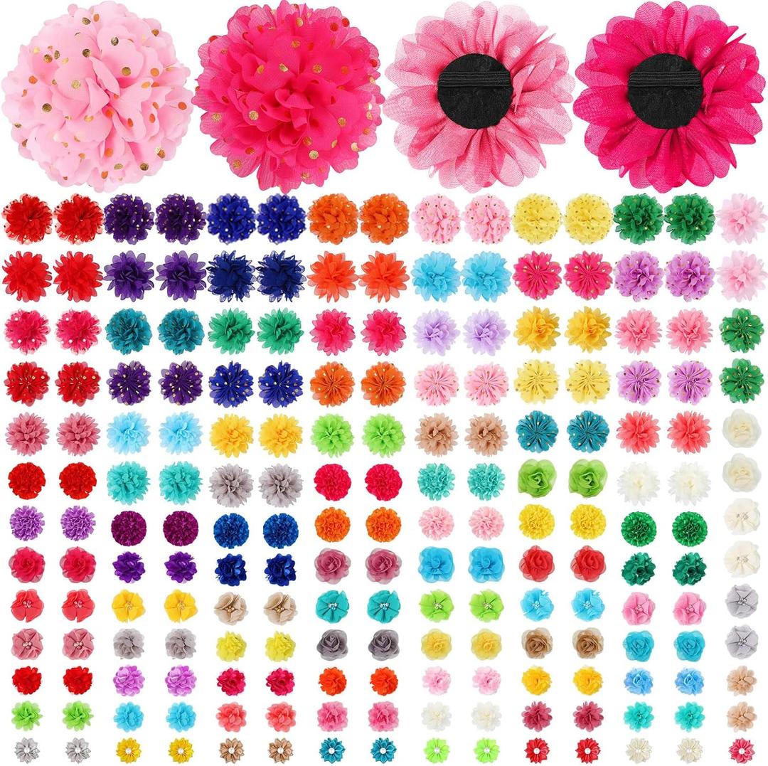 Amylove 200 Pcs Dog Collar Flowers Bows Bulk Grooming for Girls Boys Pets Puppies Cats Small Medium Dogs Flower Charms Ties Accessories Embellishments for Parties Pets, 20 Colors