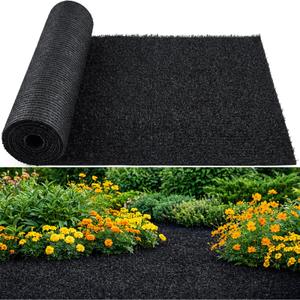 Nuanchu 2 x 20 ft Recycled Rubber Walkway, Black Rubber Mulch Mat Roll for Landscaping Outdoor, Imitation Grass Design Natural Looking Mulch Solution for Garden Pathway, Barrier & Edging Border