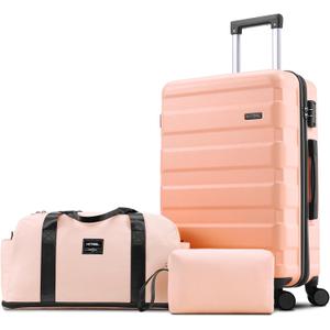 Hoteel Luggage Sets 2 Piece, Durable Suitcase Dual-Spinner Wheel TSA Lock, Lightweight Travel Hardshell ABS Carry on Luggage for Men&Women, Pink(20in/DB/TB)