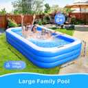 Sumbee Inflatable Swimming Pool for Kiddie Adults Kids, 120" X 72" X 22" Large Blow Up Pool for Family Backyard Outdoor Toddler,Big Rectangle Pools for Children Ages 4-8-12,Full-Sized,Blue
