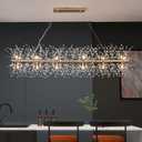 Modern 59" Modern Gold Crystal Firework Chandelier, 18-Light Pendant Light Fixture, Rectangle Linear Sputnik Dandelion Chandeliers for Dining Room Kitchen Living Room (59" Rectangular-1)