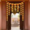 Daifunli 5ft Marigold Garland for Diwali Decoration Pooja Decoration Items Indian Artificial Marigold Hanging Flowers Door Toran for Pooja Dia De Los Muertos Varalakshmi Day of The Dead