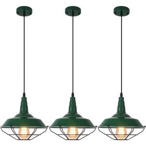 Farmhouse Green Pendant Light, 3 Packs 10.5 inch, Modern Pendant Lighting, Kitchen Pendant Lights, Industrial Pendant Light, Pendant Lights Kitchen Island for Bedroom, Living Room, Bar