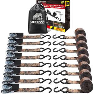 XSTRAP STANDARD Ratchet Straps, 900 LB Break Strength, 8-Pack 10FT Ratchet Tie Down Straps Set for Motorcycle Straps Tie Downs, Appliances, Lawn Equipment, Logistic Cargo Straps for Trucks(Camouflage)