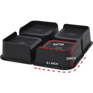 Bed Risers 2 inch Oversized Furniture Risers, Support Up to 6000 Lbs, Lift 2 inch for Couch, Sofa, Table,Chair (Black 4 Pack, 2 inch)
