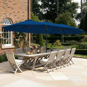 SUPERJARE 15FT Outdoor Umbrella for Patio, Double sided Pool Umbrellas with Fade Resistant Canopy, Large Table Umbrella for Deck, Market, Backyard - Navy Blue(No Base)