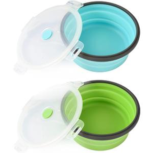 Sturdy Collapsible Dog Bowls, 27 oz 2 Pack - Foldable Silicone Water Food Bowl, Leak-Proof, Ideal for Large Dogs & Outdoor Travel