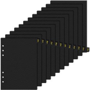 Leather Textured A5 Paper Card Dividers 6 Holes 12 Month Index Page Tab Divider for Travel Diary Binder Notebooks Journal Plan (12 Monthly Tabs)