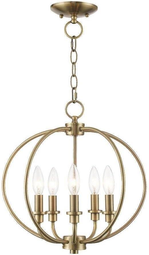 Livex Lighting 4665-01 Milania 5-Light Hanging Lantern, Antique Brass, 16"L x 16"W x 15.25"H