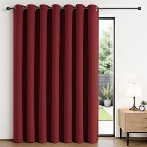 Joydeco Blackout Patio Sliding Door Curtains 90 Inches Long, Grommet Privacy Room Divider Curtains, Extra Wide Thermal Blackout Drapes for Bedroom Living Room (Burgundy Red, 70Wx90L, 1 Panel)