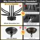 Black Chandelier 12 Light, Hallway Chandelier for Entryway High Ceiling Foyer Candle Chandeliers 36in Modern Farmhouse Light Fixture Chandeliers for Dining Room Master Bedroom Living Room