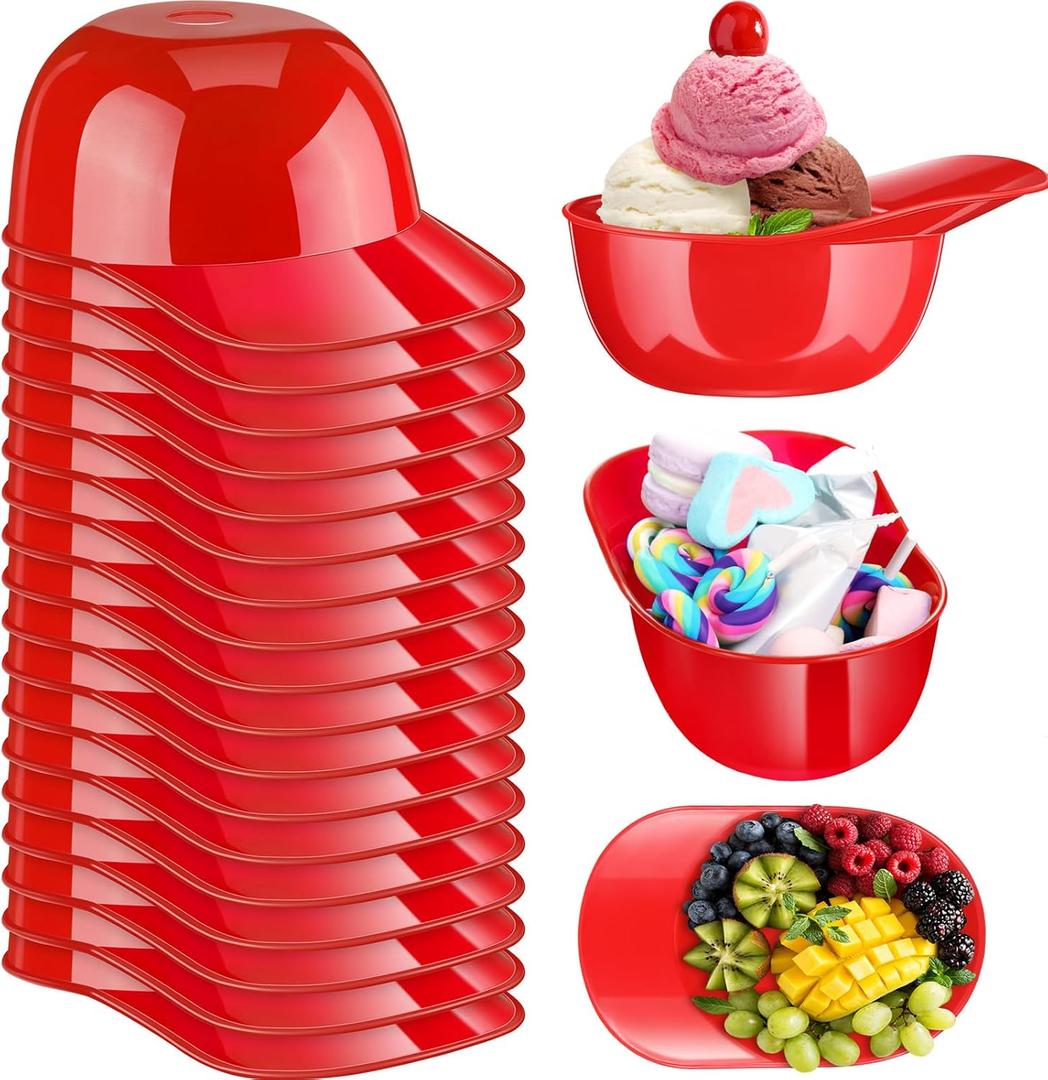 Baderke Baseball Helmet Ice Cream Snack Bowl 8 oz Mini Baseball Cap Bowls Kids Helmet Chip Ice Cream Sundae Plastic Cups for Birthday Party Supplies(Red,18 Pack)