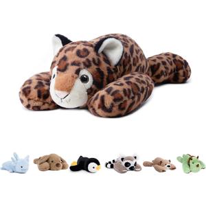 Niuniu Daddy 24" | 5 Pound Leopard Weighted Stuffed Animals for Kids Adults, Soft Leopard Weighted Beads for Plush Toys for Sleeping, Body Pillow for Present Birthday Christmas Holiday (Warm Brown Leopard Print)