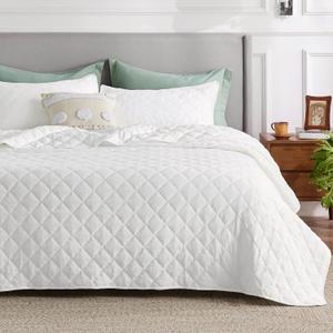 Bedsure Boho Quilt Twin XL Size White, Elegant Diamond Pattern, Ultra Soft Lightweight Bedspreads & Coverlets, Quilted Bedding Sets 3 Pieces for All Seasons