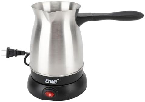 Electric Turkish Coffee Maker, Stainless Steel Turkey Coffee Pot Arabic Greek Coffee, 600ml 600W Coffee Tea Milk Heating Kettle, Removable Anti Scald Handle, 5-6 Cups