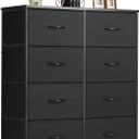 DUMOS 8 Drawer Dresser for Bedroom, Fabric Storage Organizer with Sturdy Metal Frame, Wooden Top Chest of Drawers for Closet Entryway Guest Room,Matte Black (11.8"D x 31.5"W x 36.3"H (8 Drawers))