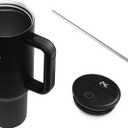 2 x Swoop Smart Tumbler 40 oz | Stainless Steel Vacuum Insulated with Touch Screen Temperature Sensor Lid, Handle and Straw for Water, Coffee, Smoothie, Iced Tea and All Beverages (Raven Black)