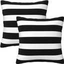 Stripe Black and White Farmhouse Throw Pillow Covers 18x18 in Pillow Case Soft Outdoor Pillow case Cushion Covers Set of 2 for Sofa Bed Bedroom Car Chair Living Room Home Decorative