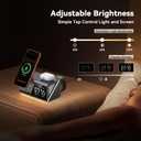4URPC 6-in-1 Alarm Clock Wireless Charging Station for Apple Multiple Devices, Wireless Charging Dock for iPhone 17/16/15/14/13 Series, Apple Watch, AirPods,Night Light,Alarm Clock,Sleep Friendly