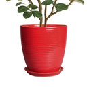 Ceramic Planter 10 Inch - Ceramic Pot for Plants Large Plant Pot Indoor with Drainage Hole and Saucer Round Outdoor Planter Modern Flower Pot for Garden House Red