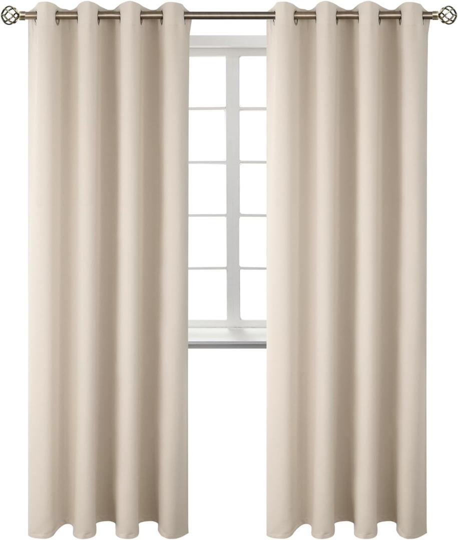 BGment Blackout Curtains - Grommet Thermal Insulated Room Darkening Bedroom and Living Room Curtains, Set of 2 Panels (46 x 72 Inch, Champagne)