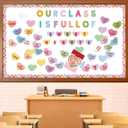 Valentine's Day Conversation Heart Bulletin Board SetSweethearts Themed Name Tags Cutouts Bulletin Board Decorations, School Classroom Chalkboard Wall Decor Valentines Party Supplies