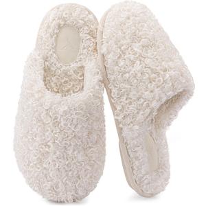 RockDove Women's Twirl Fleece Cozy Scuff Slippers with Memory Foam, Indoor Non-Slip Rubber Sole, Gift-Ready House Shoes