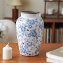 Vintage Blue and White Vase Porcelain Flower Vase Ceramic for Home Decor Rustic 9.7" H