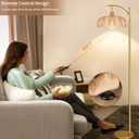 ILLMTW Gold Floor Lamp for Living Room,Bedroom,Mid Century Modern Standing Lamp with Remote,Dimmable Brass Tall Lamp Amber Glass Vintage Retro Arc Floor Lamps Flower Floor Light Boho Bohemian