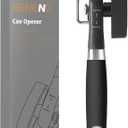 Can Opener, Safe Side Cut Manual Can Opener with Durable Sharp Blade, Smooth Edge Cutting, Effortless Big Knob, Comfortable Grip Handle, Black