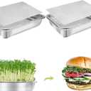Stainless Steel Sprouts Growing Kit Trays 2-Tier 10.4 inch, Microgreens Growing Kit, Seed Sprouting Tray with Encrypted Mesh Sprouts for Beans Alfalfa Broccoli Seeds Wheat Grass (Silver)