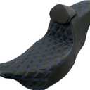 HDBUBALUS Motorcycle Seat Driver Passenger Touring Seat with Backrests for Harley Electra Glide Classic Street Glide Road Glide 2009-later (Blue Stitching)