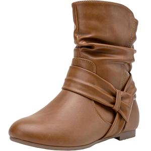 Vepose Women's Slouch Ankle Flat Boots Fashion Short Low Heel Zipper 939A Booties (6)
