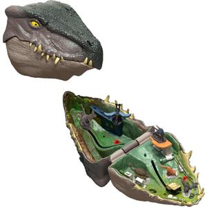 Mattel Jurassic World Rebirth Micro Adventure Playset, Distortus Rex Head Opens to 3 Interactive Features, 6 Small Figures, Dinosaur Toy