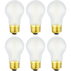 Frosted E26 LED Edison Bulb 8W Equivalent 75 Watt A15 Light Bulb Warm White 2700K Dimmable E26 Led Bulb for Ceiling Fan,Wall sconces,Refrigerator,Desk lamp 800lm AC120V, 6 Pack
