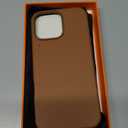 LONLI Classic Leather Phone Case for iPhone 16 Pro Max, Brown | European Genuine Vele Leather, Smoothen and Soften Over Time, Compatible with Magsafe