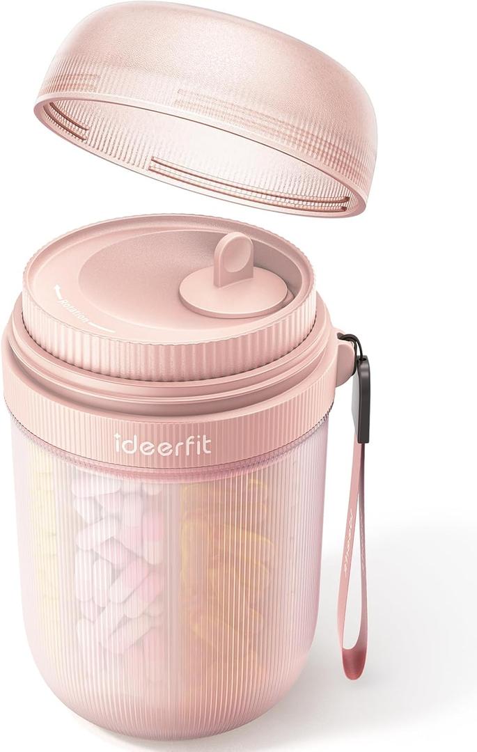 Large Pill Organizer with 7 Large Compartments,Pill Dispenser with Desiccant to Keep Medicines Fresh,Pill Bottle Organizer | Anti-Mixing | Light-Proof | Touch-Free, BPA-Free Vitamin Organizer, Rose Gold