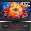 17.5” Portable DVD Player with 15.6” Large HD Screen, 6 Hours Rechargeable Battery, Dual Speakers, Region Free, Remote Control, Support Multi-Format Sync TV, USB/SD, Black