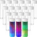 Tanlade 24 Pcs Clear Plastic Bottles Empty Sensory Bottles with Caps PET Plastic Juice Reusable Leakproof Drink Container Bulk for Juice Milk(10 Oz/ 300 ml,White Lid)