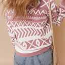 Dokotoo Women's Long Sleeve Crewneck Sweater 2025 Pullover Knit Tops Cozy Sweaters for Women Fall Clothes (Pink, M)