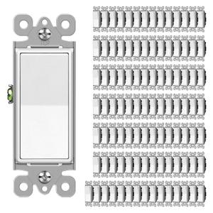CML Matte White Decorator Rocker Paddle Light Switch, 100 Pack Single Pole Wall Switch, 15A 120/277V, On/Off Interrupter, UL Listed