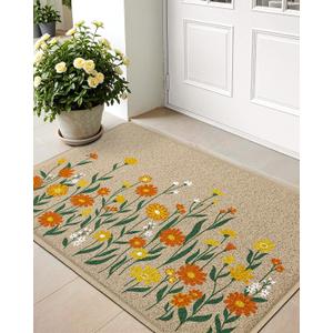 LUMI Spring Floral Door Mat, Low Profile Thin Mesh Doormats, Dirt Trapper Stain Resistant Welcome Mats, Waterproof Outside Mat for Home Decor, 18"x30", Daisy LUMI Spring Floral Door Mat, Low Profile Thin Mesh Doormats, Dirt Trapper Stain Resistant Welcome Mats, Waterproof Outside Mat for Home Decor, 18"x30", Daisy