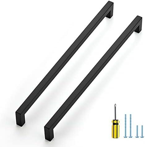 Ravinte7 Pack Black Cabinet Pulls 12-3/5 Inch Square Kitchen Cabinet Handles Matte Black Kitchen Hardware for Drawer Pulls Drawer Handles Come with Screwdriver