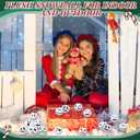 Hiboom 24 Pcs Christmas Snow Ball Nightmare Themed Ornaments Plush Snowmen Balls Cute Stuffed Plush Nightmare Snowman Shopping Mall Window Decoration