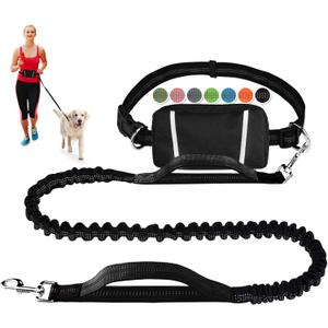 Hands Free Dog Leash, Waist Running Leash with Zipper, Walking Pouch for Medium Large Dogs, Dual Handle and Retractable Bungee for Training Jogging Hiking (Black/Black) Hands Free Dog Leash, Waist Running Leash with Zipper, Walking Pouch for Medium Large Dogs, Dual Handle and Retractable Bungee for Training Jogging Hiking (Black/Black)