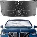 Portable Windshield Sunshade Umbrella Custom Fit for BMW X3 2018-2024 2025, 2 in1 Ice Crystal Durable Compact Shade Umbrella UPF50+ UV Front Window Heat Insulation Protection Outdoor Camping